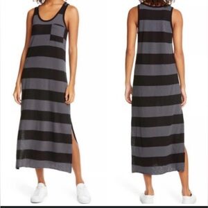ATM 100% Pima Cotton Striped Maxi Dress